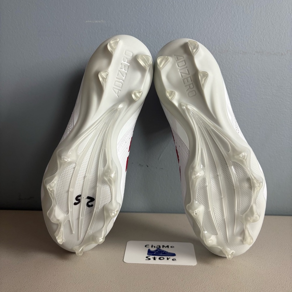 adidas Adizero Impact Football Cleats White Red Shoes IF2477 Men’s Sz 8.5 - Picture 7 of 9
